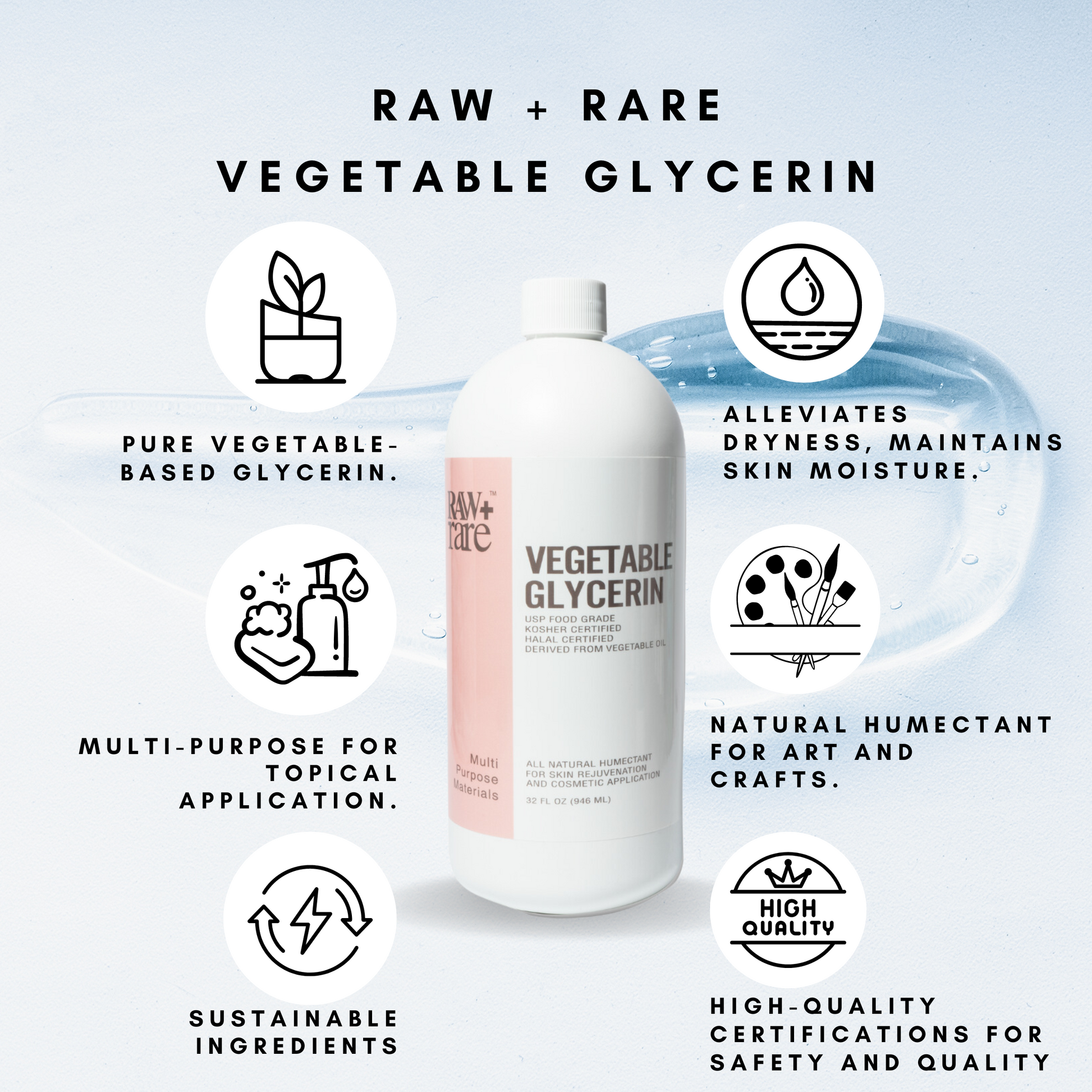 Vegetable Glycerine/Glycerin Gallon (128 fl oz.), Natural Pure USP Food Grade/Cosmetic Grade, For Skin, Hair, Crafts, Soap Base Oil - Kosher, Halal Vegetable Glycerine/Glycerin Gallon (128 fl oz.), Natural Pure USP Food Grade/Cosmetic Grade, For Skin, Hair, Crafts, Soap Base Oil - Kosher, Halal
